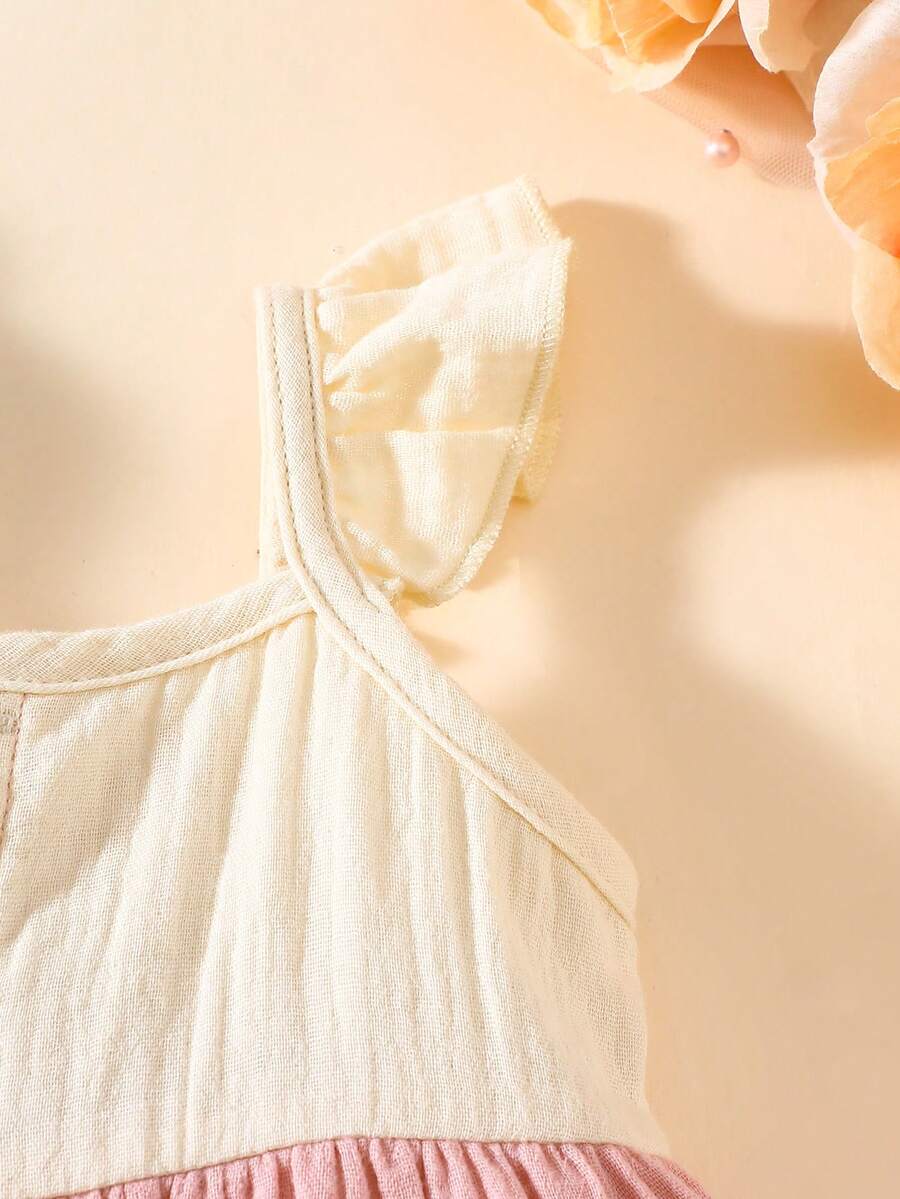 Baby Colorblock Ruffle Hem Dress for Cute Casual Daily Wear