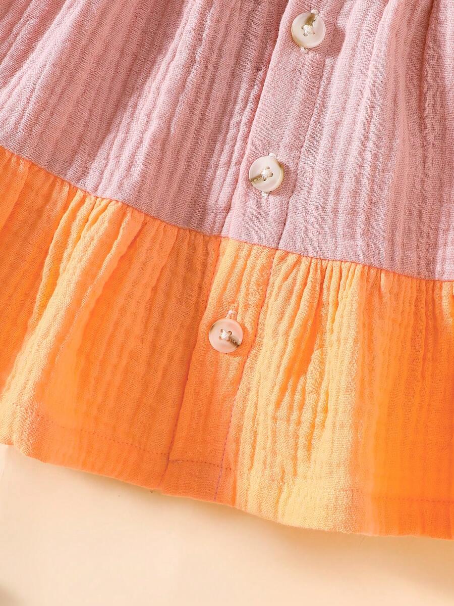 Baby Colorblock Ruffle Hem Dress for Cute Casual Daily Wear