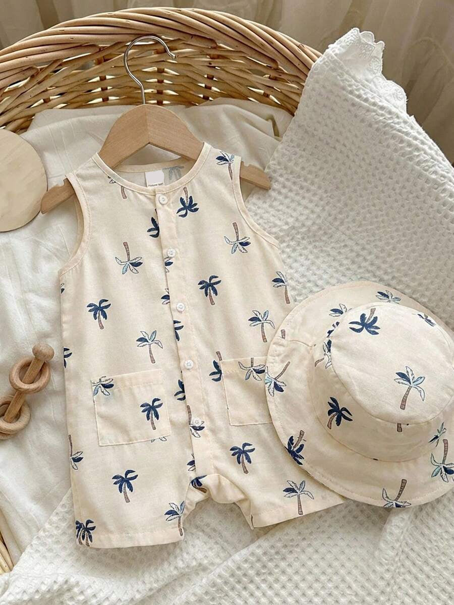 Baby Boy White Sleeveless Romper with Pockets Casual Short Jumpsuit for Everyday Wear