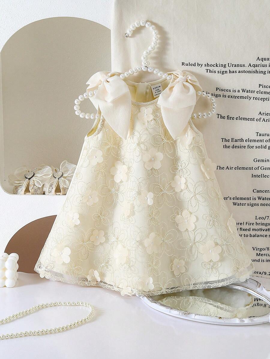 Little Girls Backless Floral Tulle Dress Sweet A Line Princess Party Wear