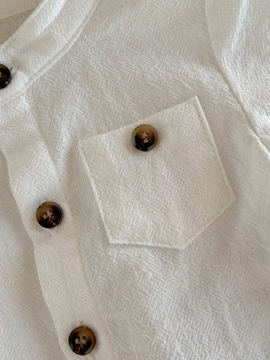 Striped Short Sleeve Shirt and Elastic Waist Shorts Set for Cute Summer Daily Wear