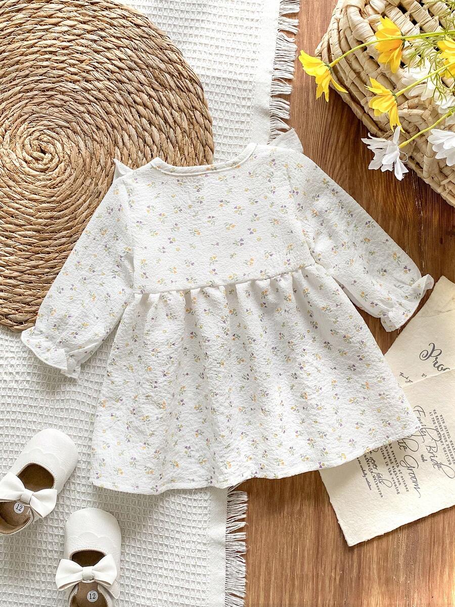 Baby Cherry Print Bow Dress for Elegant Cute All Season Wear