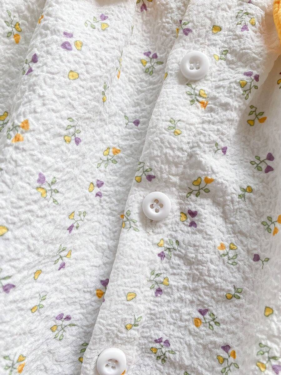Baby Cherry Print Bow Dress for Elegant Cute All Season Wear