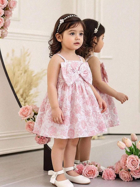 Toddler Girl 1-Piece Sleeveless Dress with Bow Decor for Summer