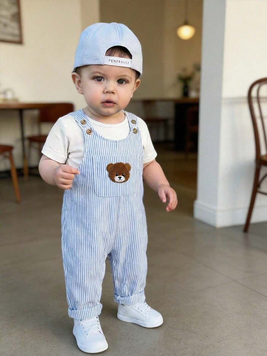 Unisex Baby Cute Denim Bib Pants Casual Overall Outfit for Spring Summer Autumn Wear