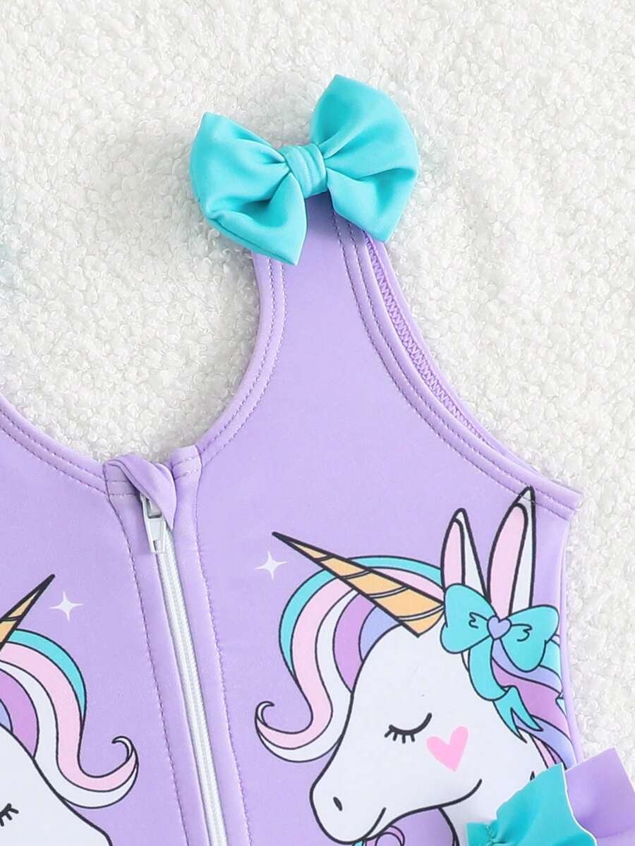 Baby Cherry Print Ruffle One-Piece Swimsuit for Vacation and Summer Play