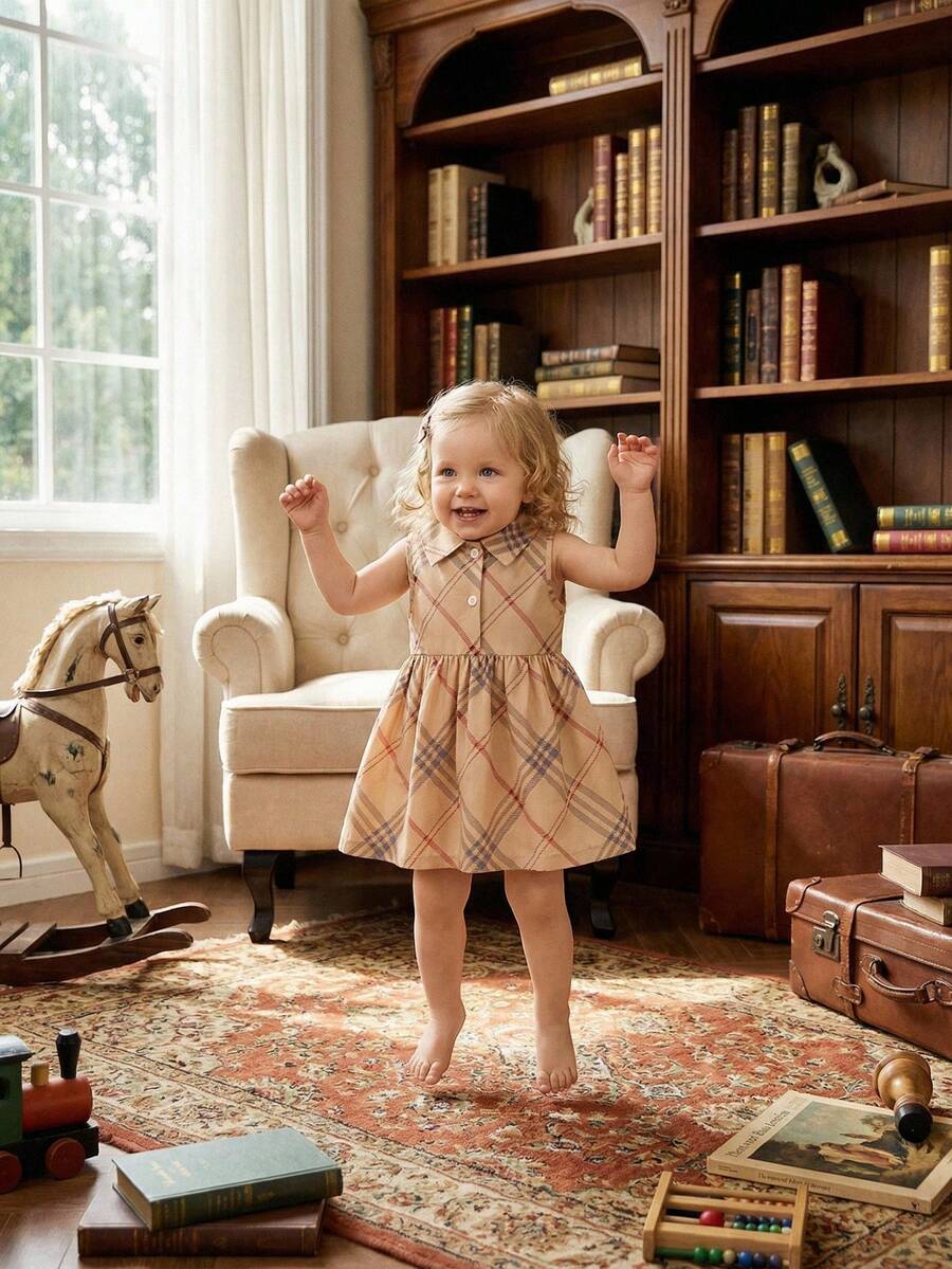 Kids Floral Print A-Line Dress With Bucket Hat Cute Summer Outing Clothing Set