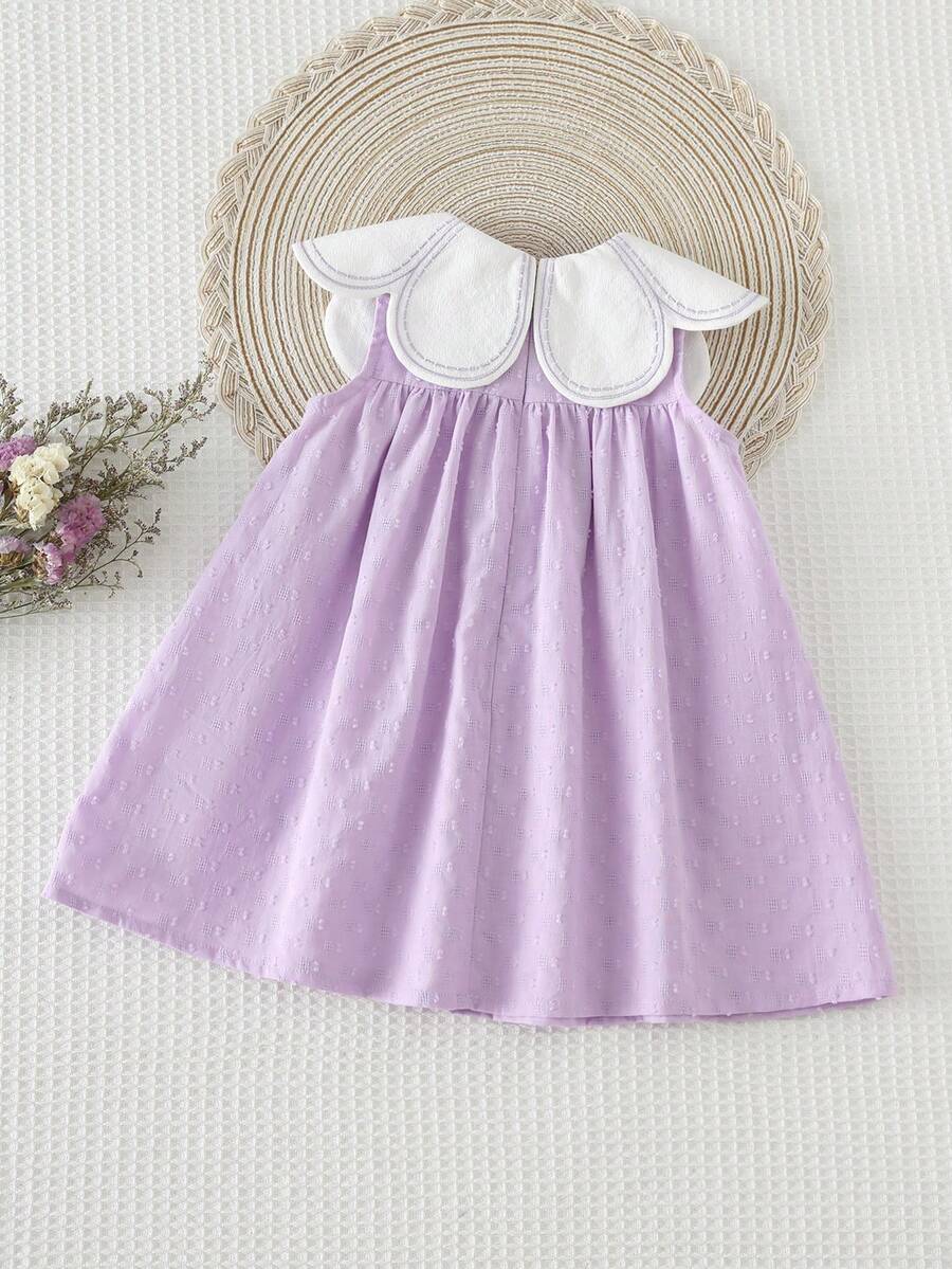 Ruffle Collar Floral Print Sleeveless Dress for Baby Girls