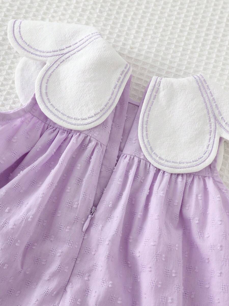 Ruffle Collar Floral Print Sleeveless Dress for Baby Girls
