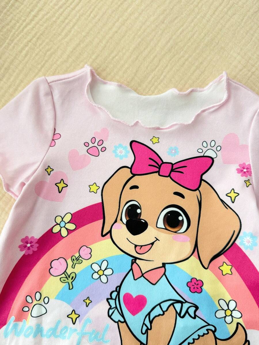 Baby Strawberry Print Short Sleeve Pajama Set for Cozy Summer Sleepwear