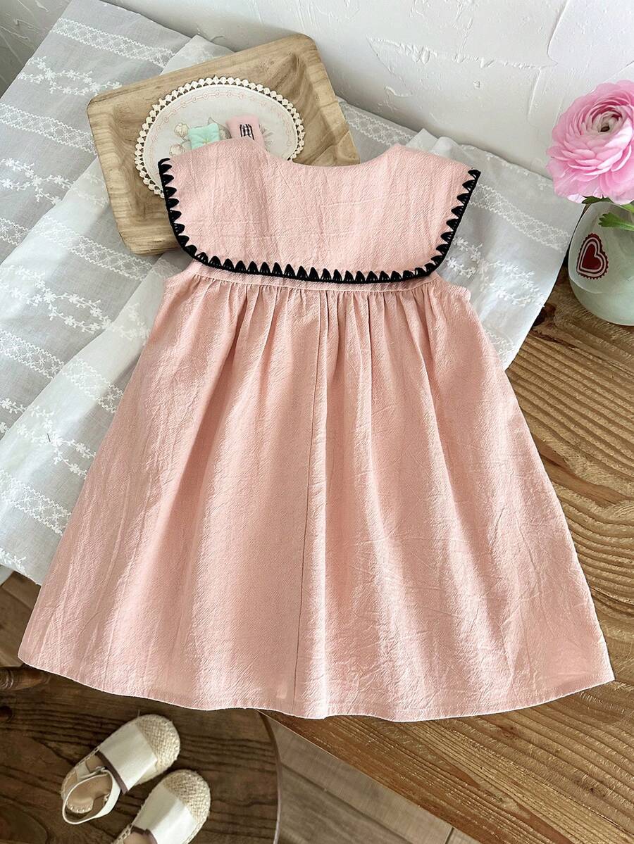 Ruffle Collar Floral Print Sleeveless Dress for Baby Girls
