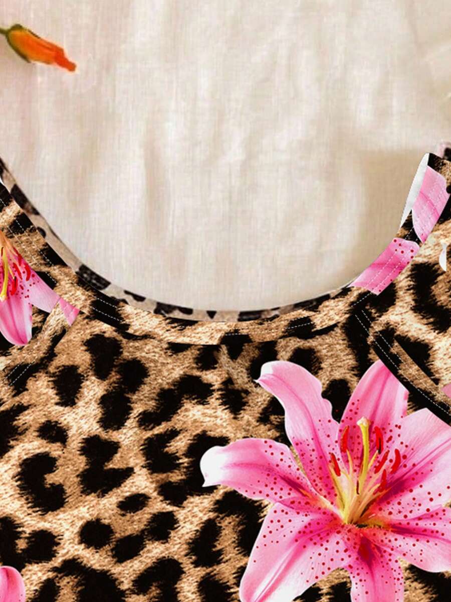 Baby Girls Tropical Floral Leopard Print Swimwear Slim Fit Summer Beach Outfit