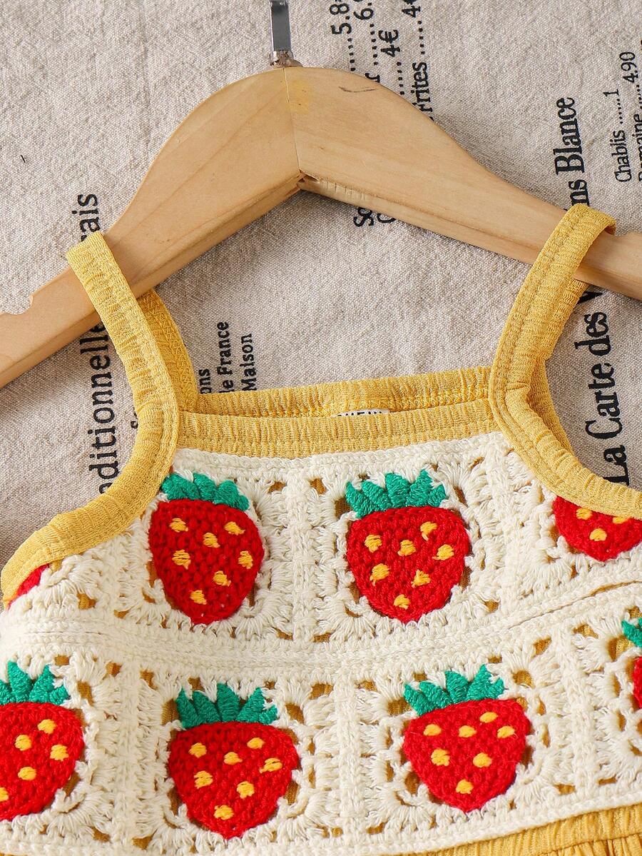 Delicate Strap Top And Solid Pants Set For Toddler Girls Casual Outfit
