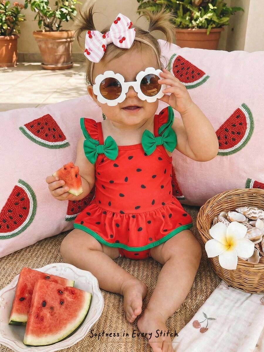 Baby Girls Leopard And Tropical Floral Swimsuit Sleeveless Beach Vacation Outfit