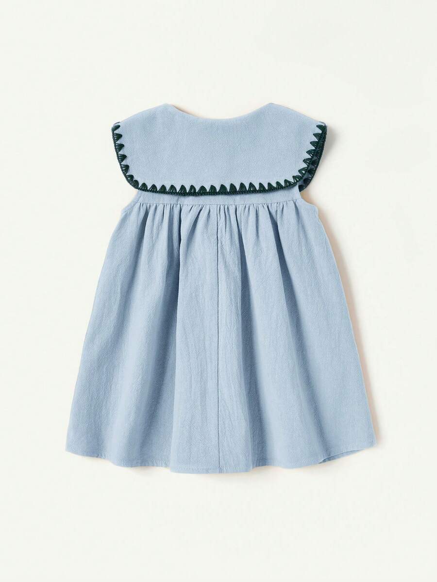 Ruffle Collar Floral Print Sleeveless Dress for Baby Girls