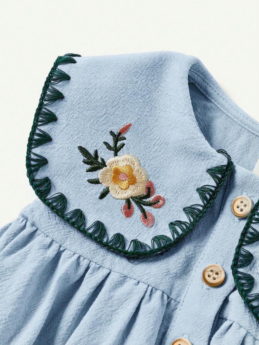 Ruffle Collar Floral Print Sleeveless Dress for Baby Girls