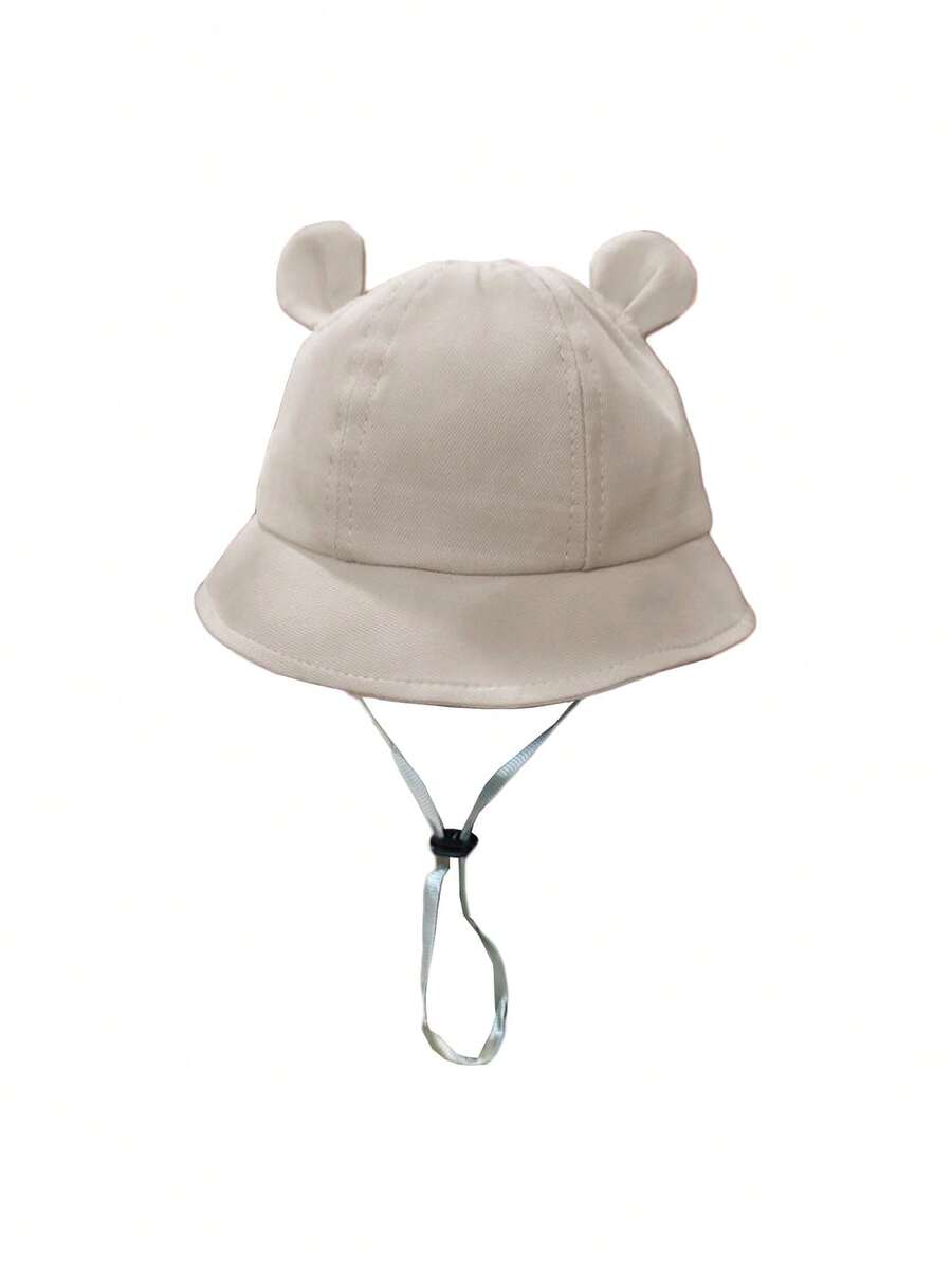 1pc Cute Ear Design Drawstring Bucket Hat for Infant Daily Wear
