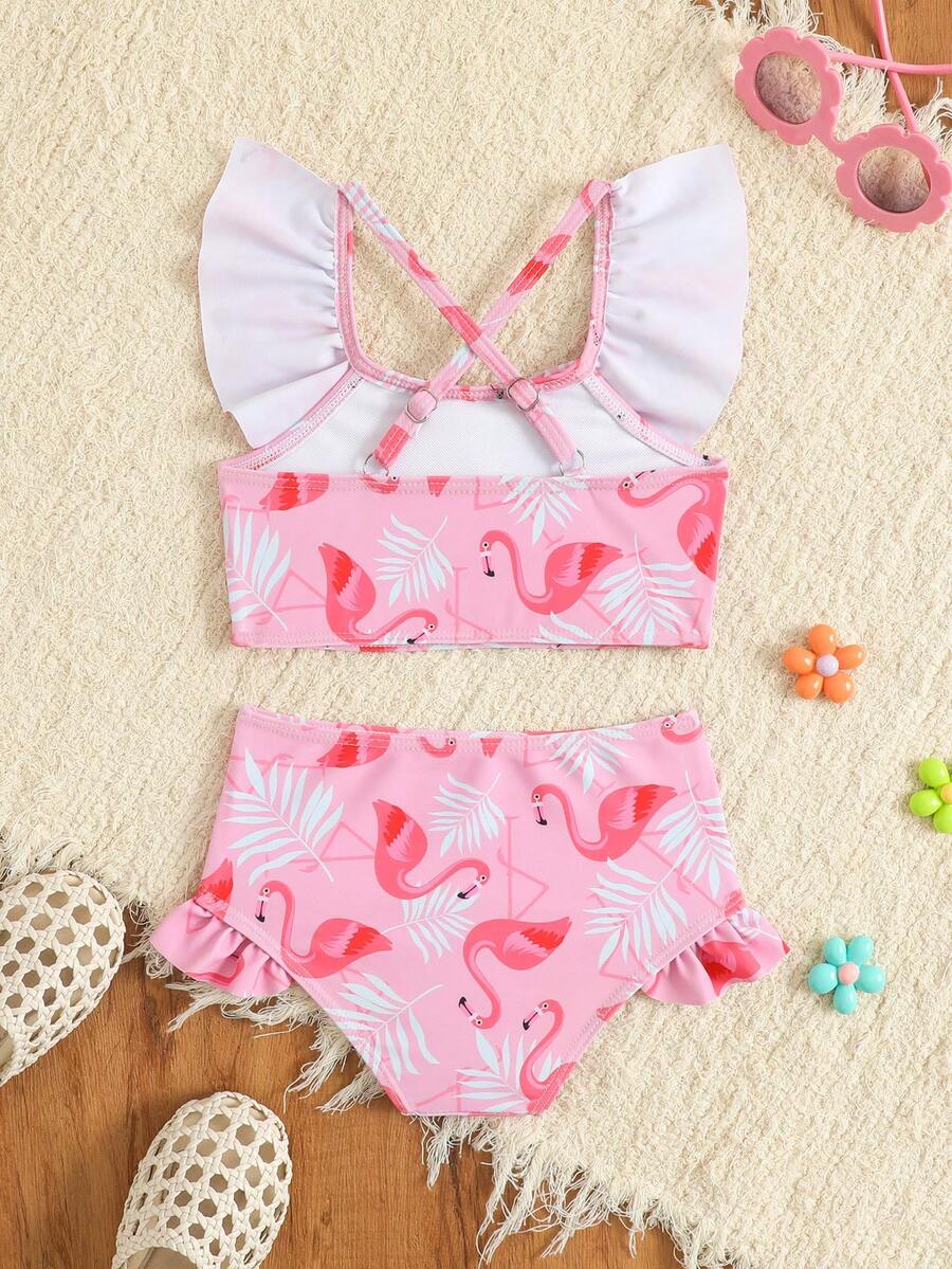 Baby Girls Leopard Print Bikini Set With Ruffle Trim Cute Summer Swimwear
