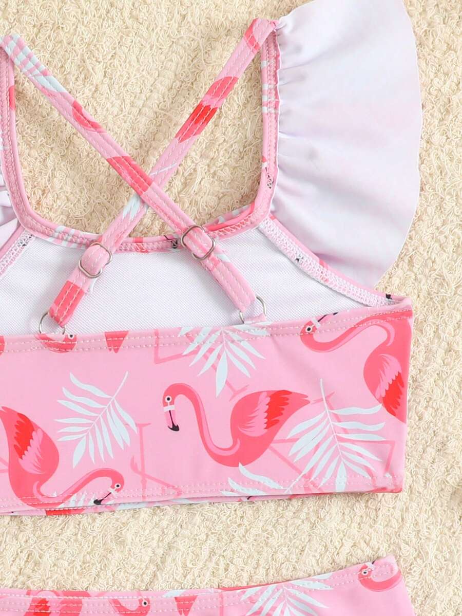 Baby Girls Leopard Print Bikini Set With Ruffle Trim Cute Summer Swimwear