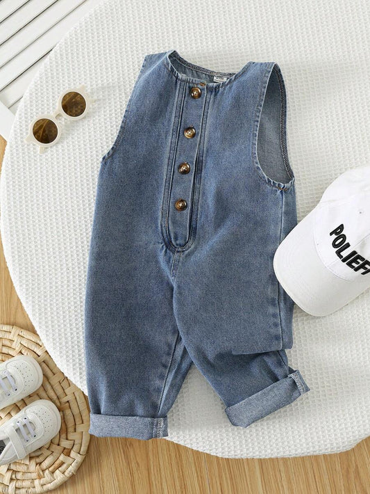 Unisex Baby Cute Denim Bib Pants Casual Overall Outfit for Spring Summer Autumn Wear