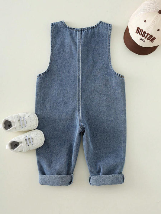 Unisex Baby Cute Denim Bib Pants Casual Overall Outfit for Spring Summer Autumn Wear