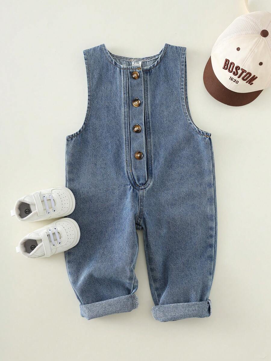 Unisex Baby Cute Denim Bib Pants Casual Overall Outfit for Spring Summer Autumn Wear