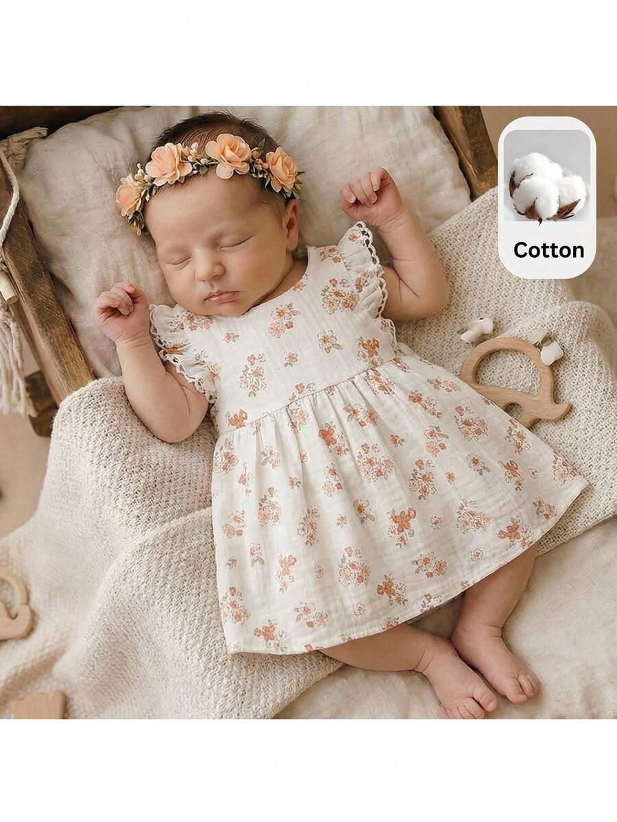 Baby Ditsy Floral Cinched Waist Dress for Cute Spring and Summer Wear