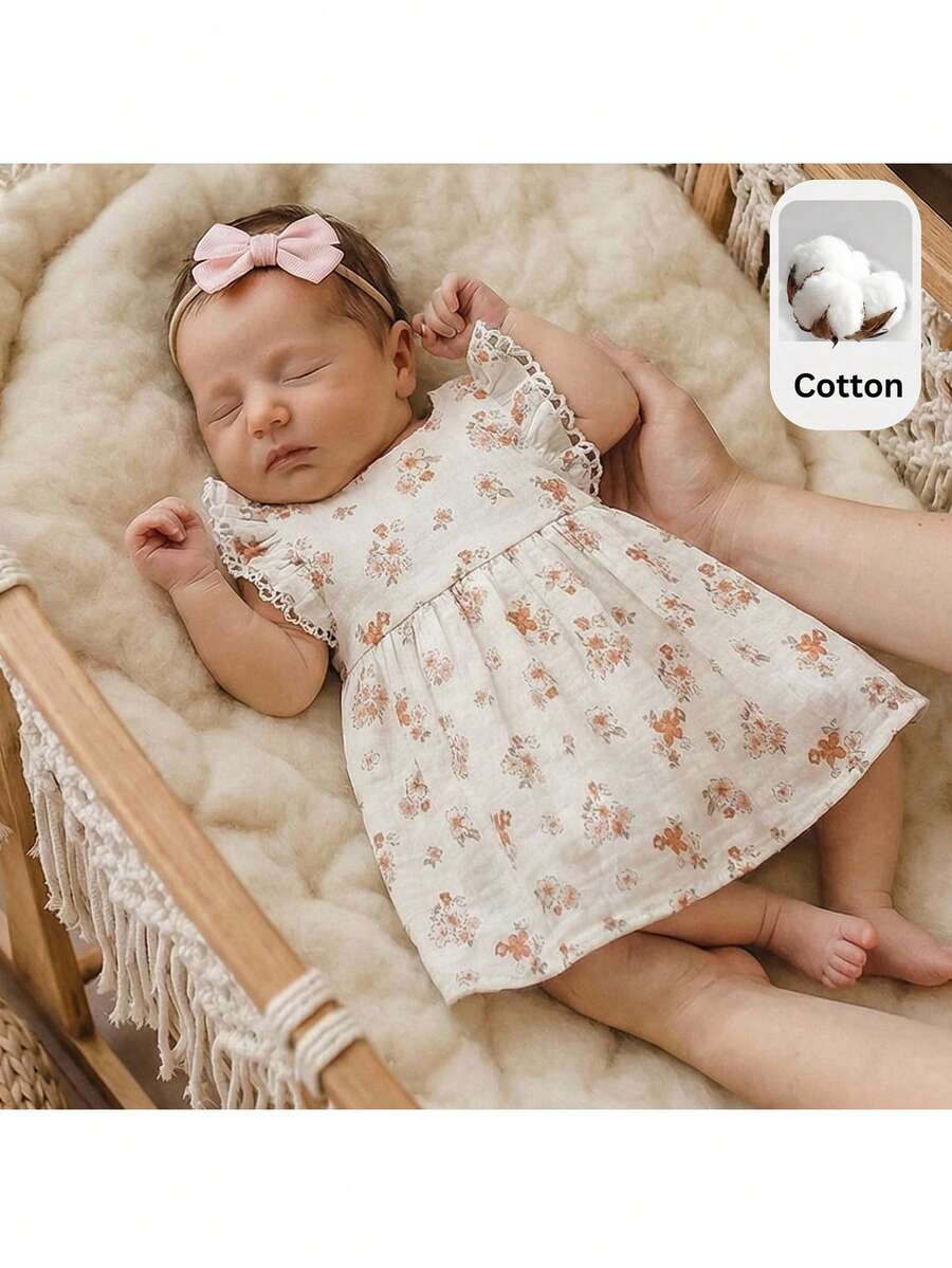 Baby Ditsy Floral Cinched Waist Dress for Cute Spring and Summer Wear