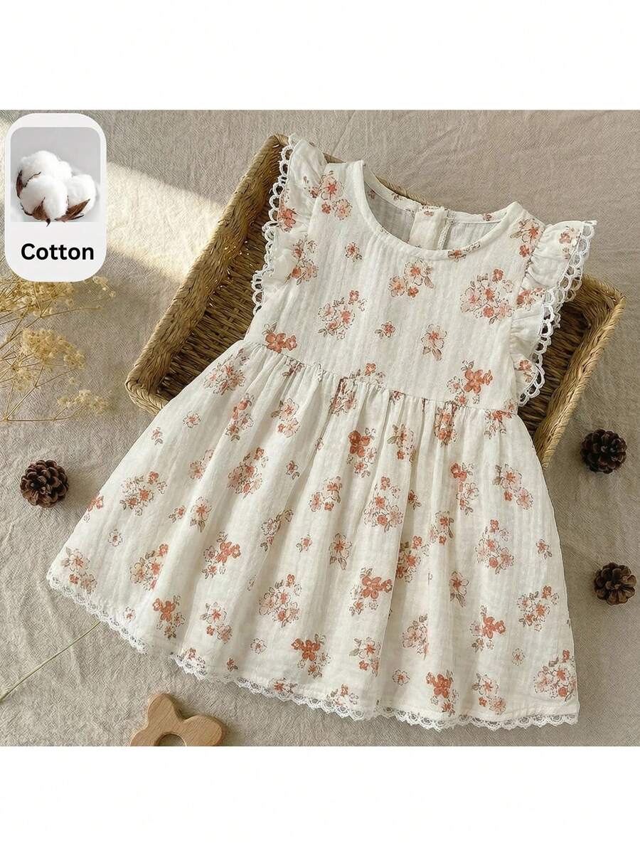 Baby Ditsy Floral Cinched Waist Dress for Cute Spring and Summer Wear
