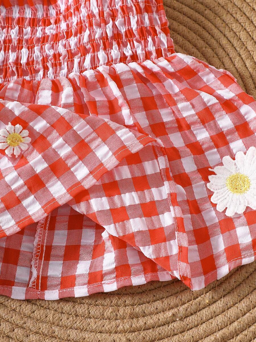 Baby Blue Plaid Floral Embroidered Cami Dress for Cute Spring and Summer Outings