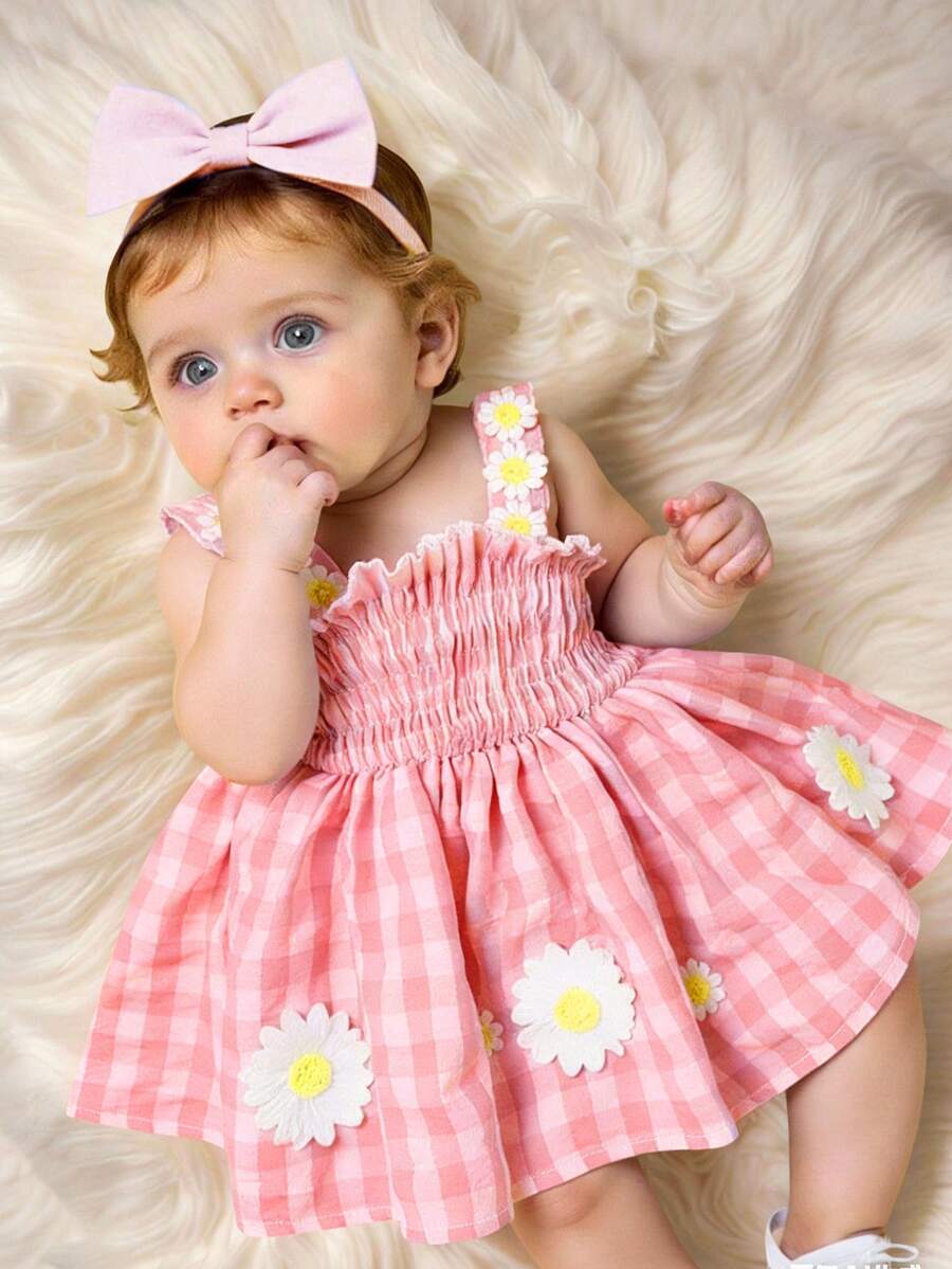 Baby Blue Plaid Floral Embroidered Cami Dress for Cute Spring and Summer Outings
