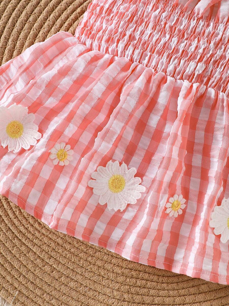 Baby Blue Plaid Floral Embroidered Cami Dress for Cute Spring and Summer Outings