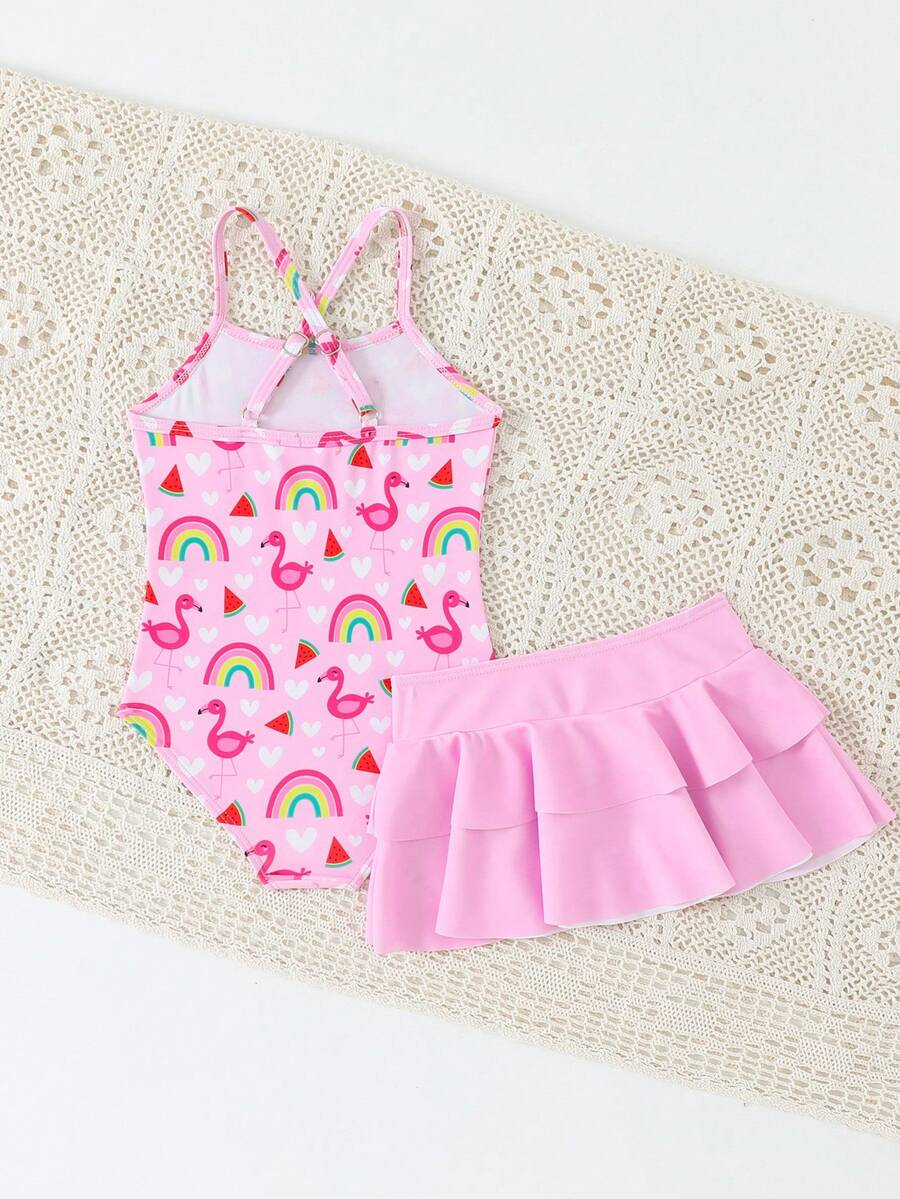 Little Girls Strawberry Swim Dress One Piece Beach Vacation Swimwear