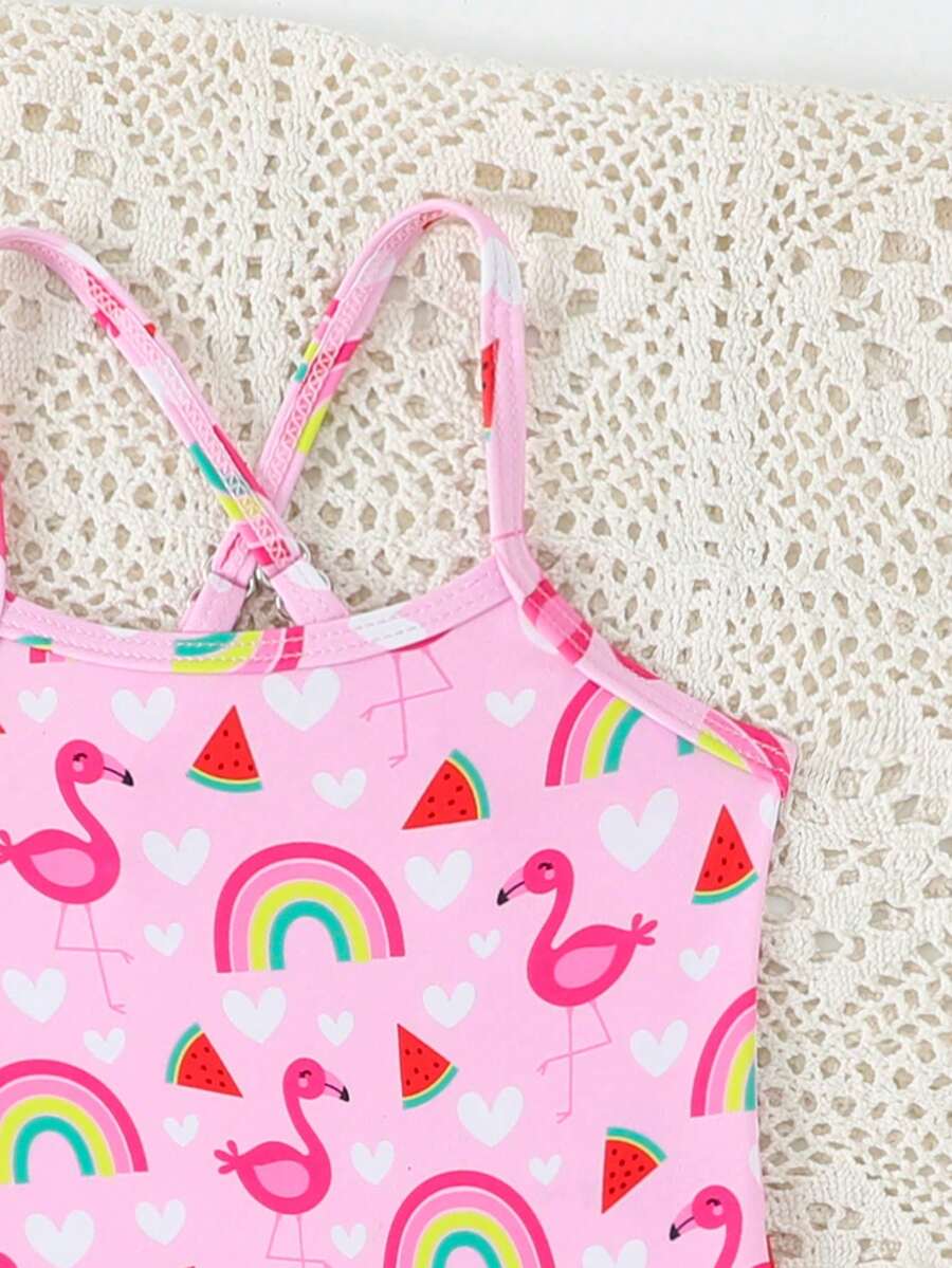 Little Girls Strawberry Swim Dress One Piece Beach Vacation Swimwear