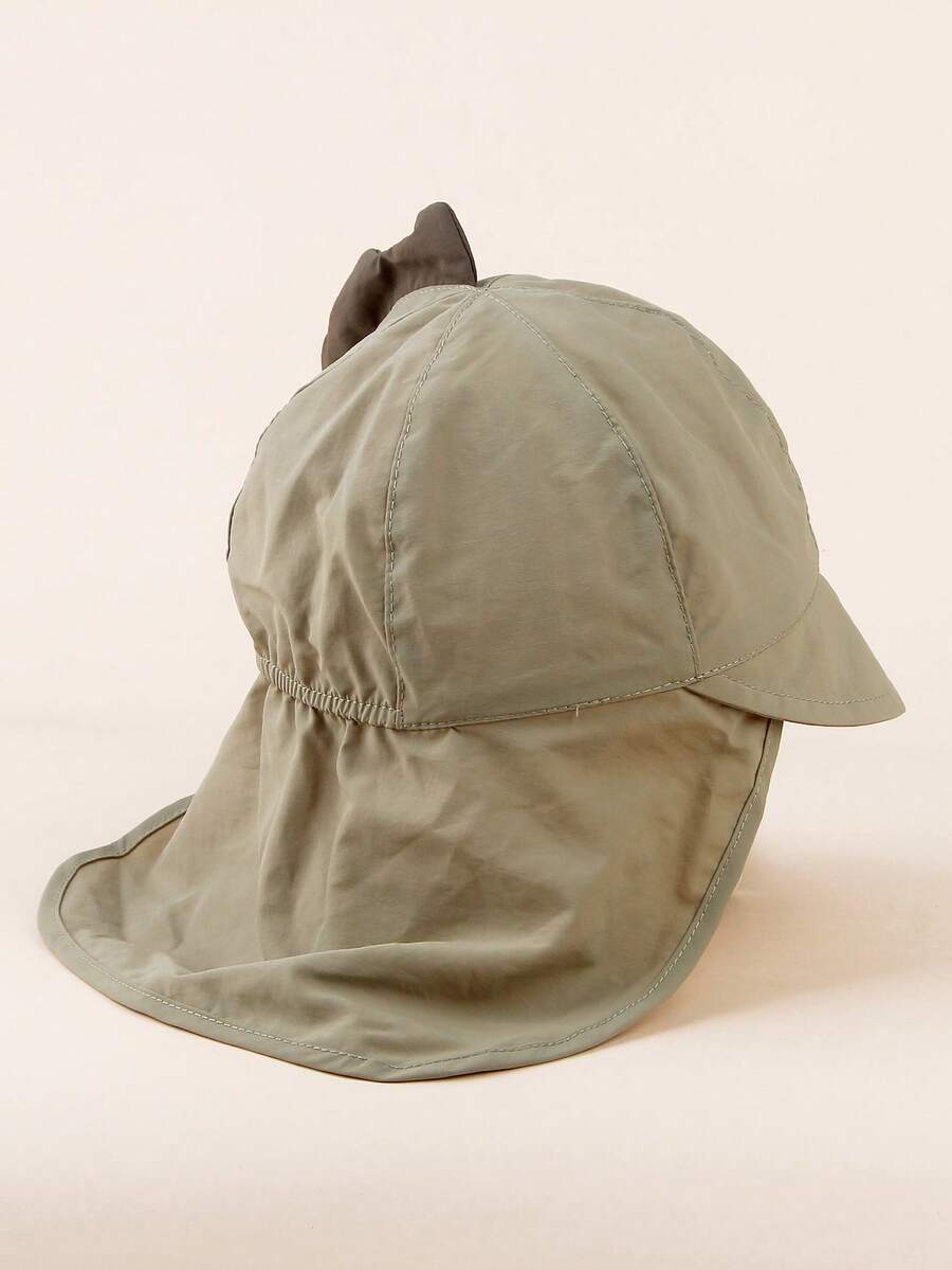 1pc Cartoon Bear Print Sun Protection Bucket Hat with Cape for Kids Outdoor Wear