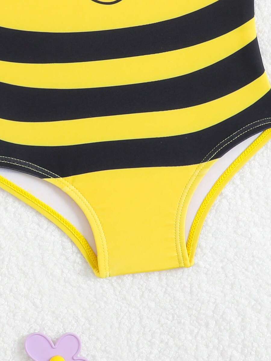 Baby Girl Duck Print Bow One Piece Swimsuit