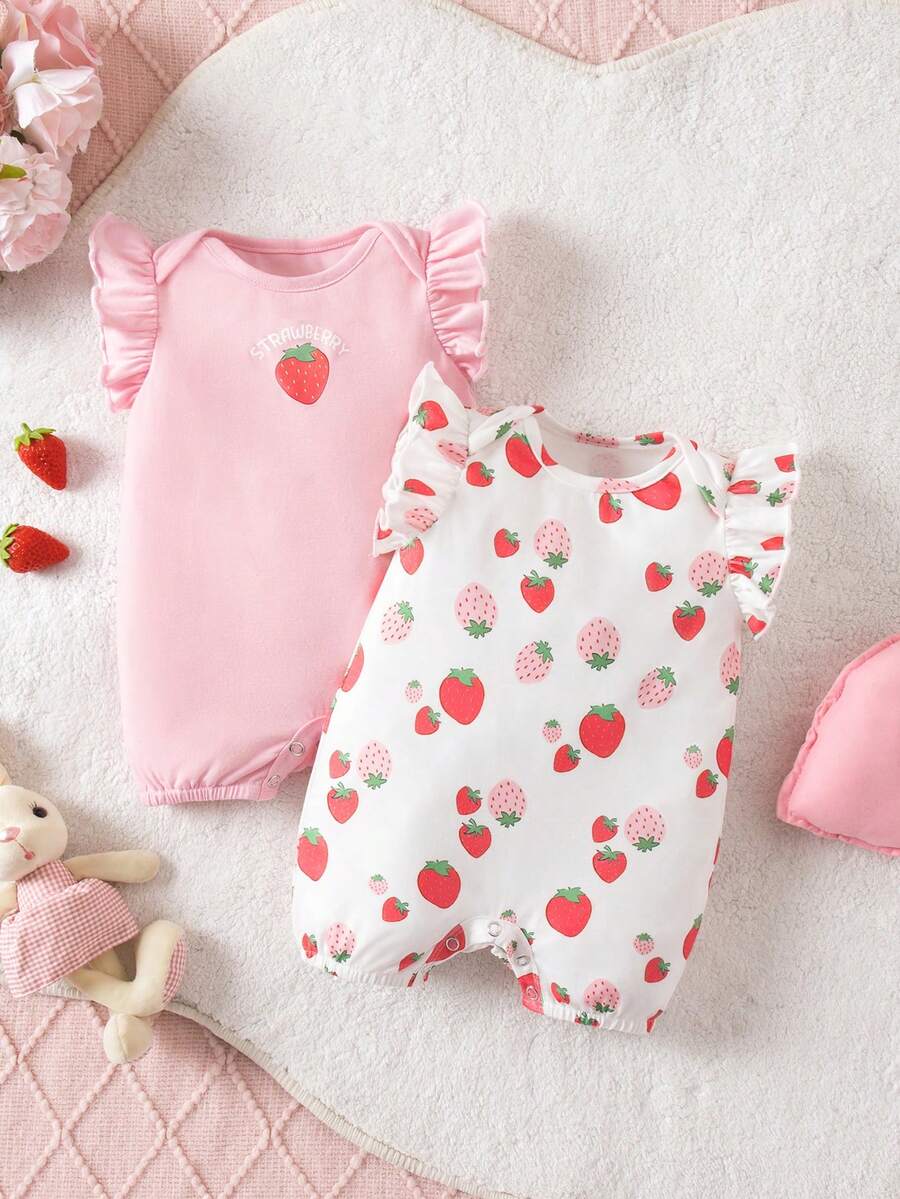 Newborn Soft Knit Summer Romper Set - 3pcs Cute Cartoon Graphic Outfits