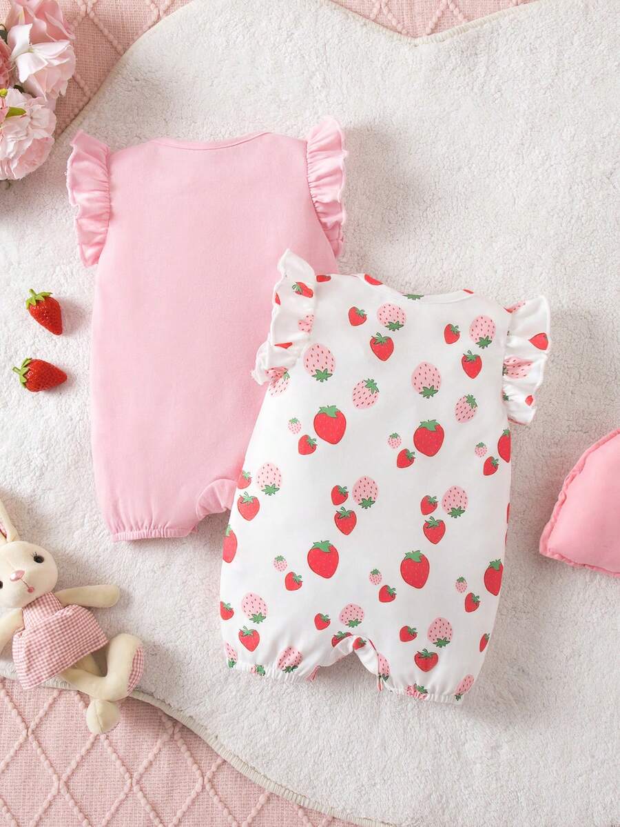 Newborn Soft Knit Summer Romper Set - 3pcs Cute Cartoon Graphic Outfits