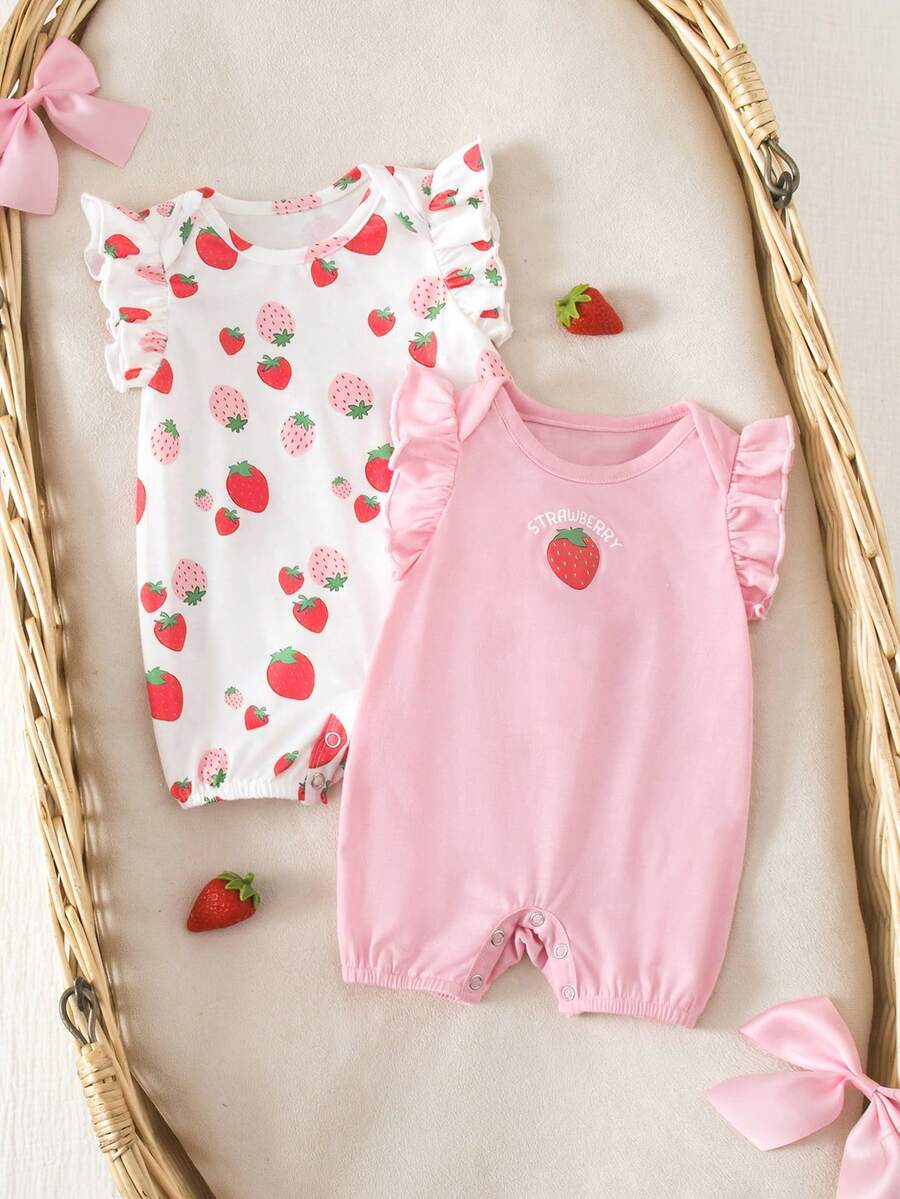 Newborn Soft Knit Summer Romper Set - 3pcs Cute Cartoon Graphic Outfits
