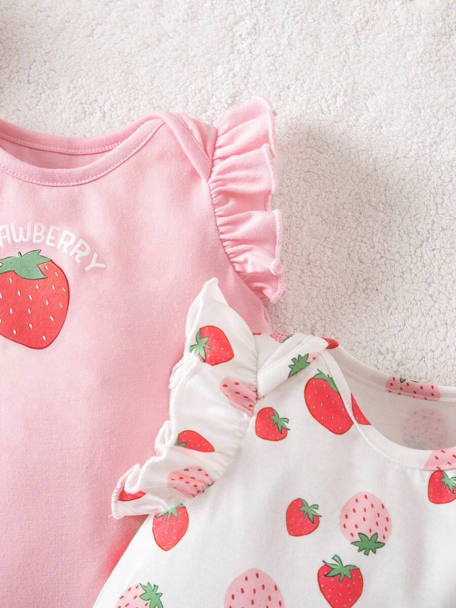 Newborn Soft Knit Summer Romper Set - 3pcs Cute Cartoon Graphic Outfits