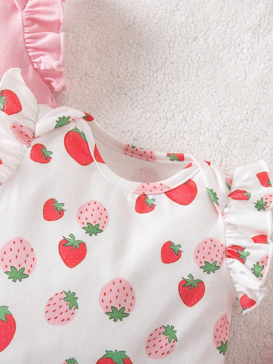 Newborn Soft Knit Summer Romper Set - 3pcs Cute Cartoon Graphic Outfits