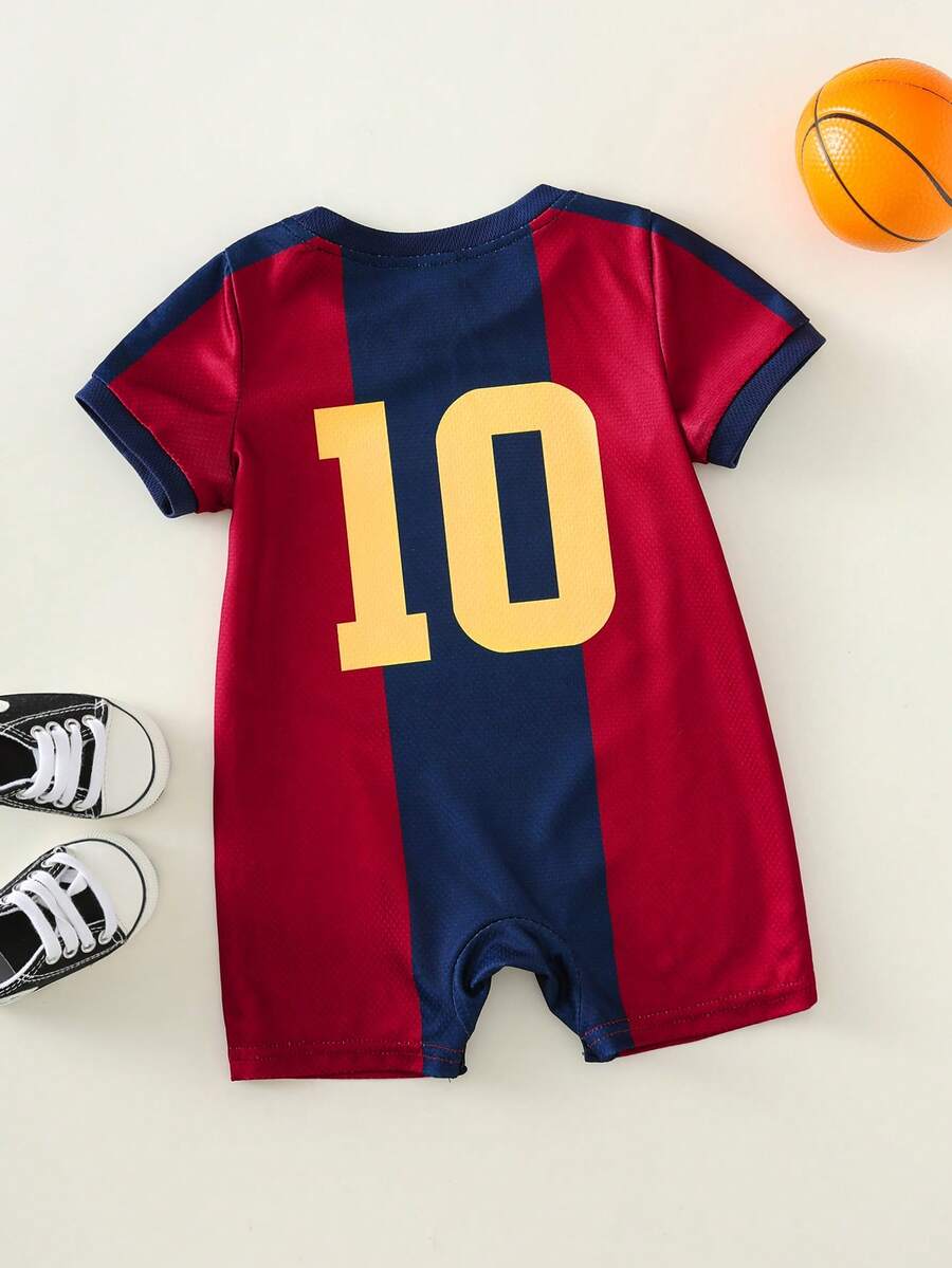 Unisex Newborn Baby Contrast Color Football Jersey Romper Short Sleeve Summer Outfit for Baby Boys Girls