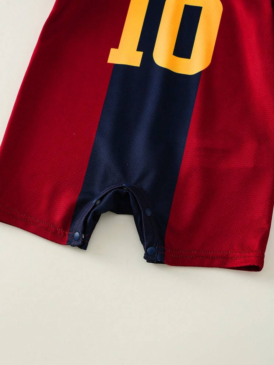 Unisex Newborn Baby Contrast Color Football Jersey Romper Short Sleeve Summer Outfit for Baby Boys Girls
