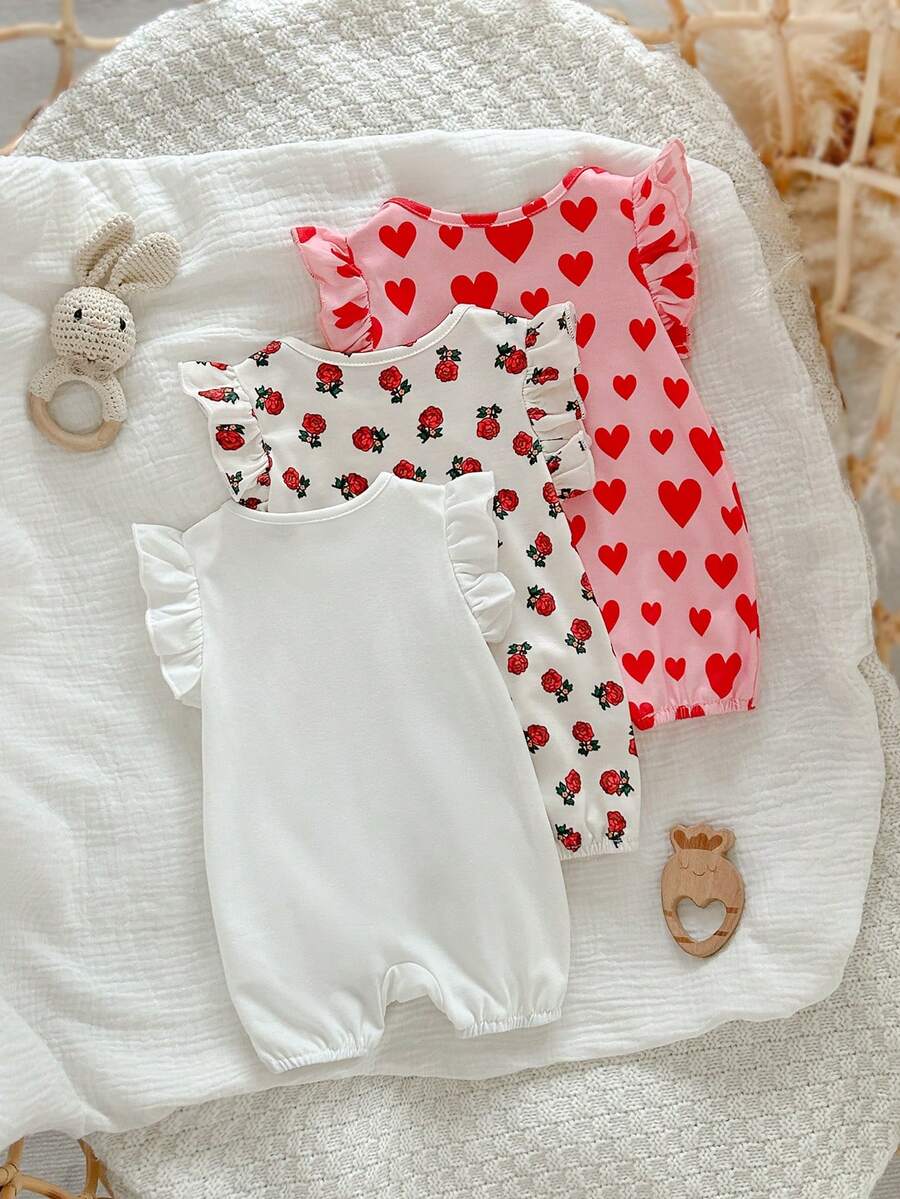 Newborn Soft Knit Summer Romper Set - 3pcs Cute Cartoon Graphic Outfits