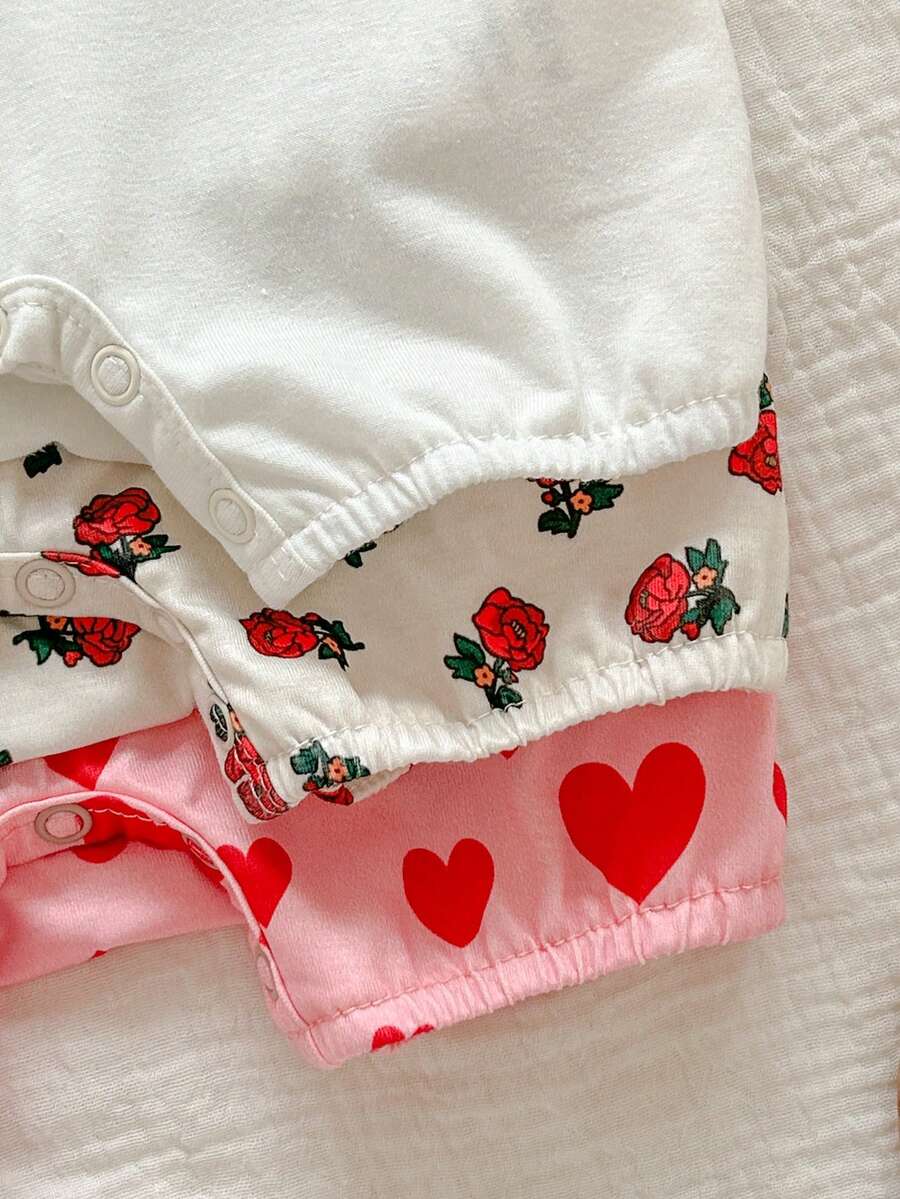 Newborn Soft Knit Summer Romper Set - 3pcs Cute Cartoon Graphic Outfits