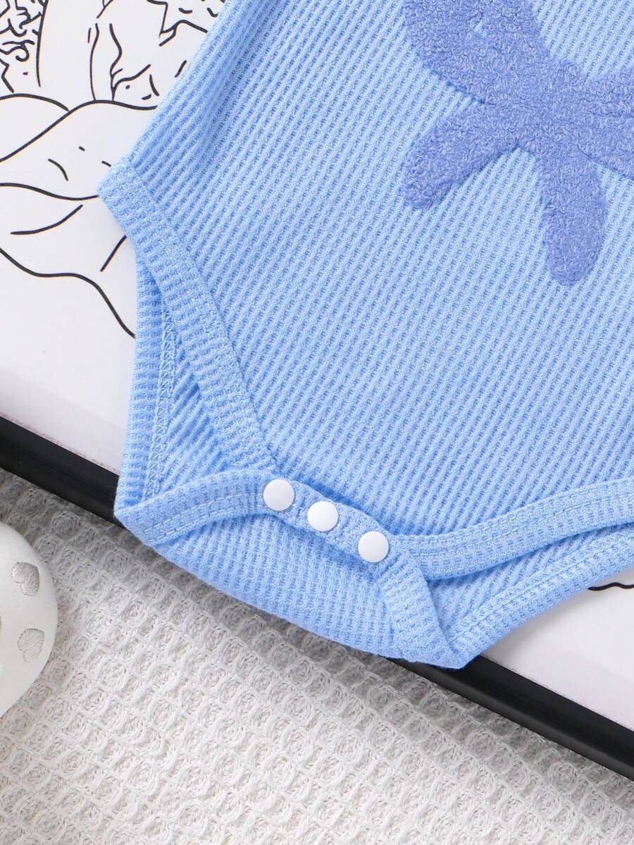 2pcs Embroidered Strap Bodysuit And Shorts Set Lightweight Summer Outfit For Baby Girls