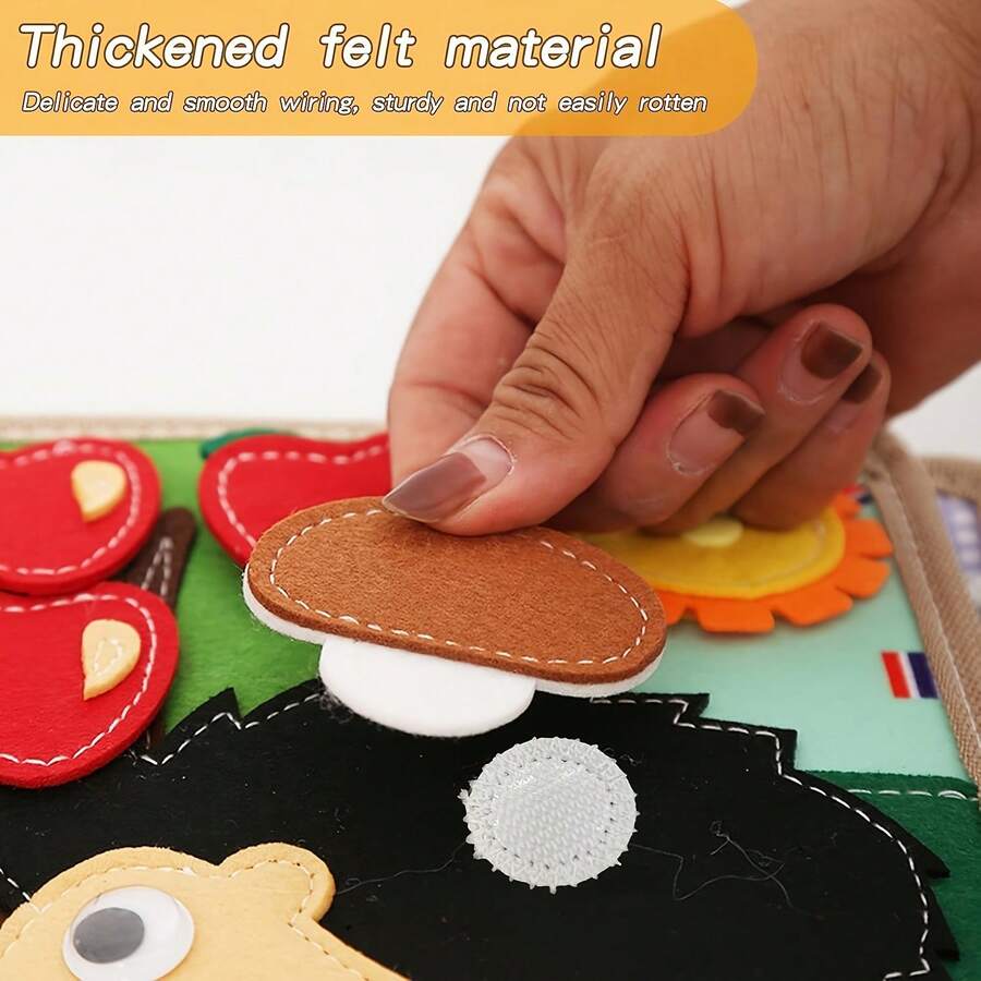 Montessori Busy Board and Felt Learning Book Early Education Activity Set for Toddlers and Preschool Kids