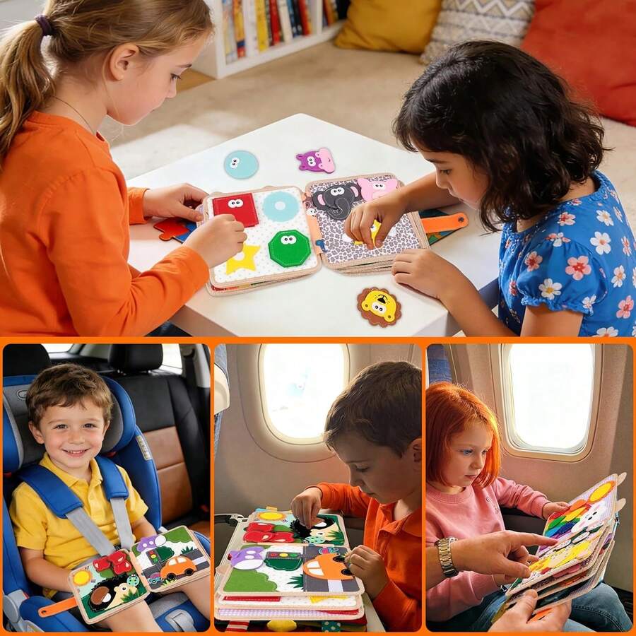 Montessori Busy Board and Felt Learning Book Early Education Activity Set for Toddlers and Preschool Kids