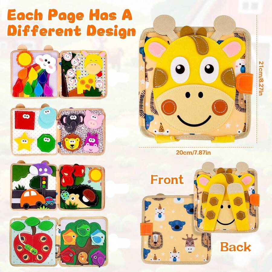 Montessori Busy Board and Felt Learning Book Early Education Activity Set for Toddlers and Preschool Kids