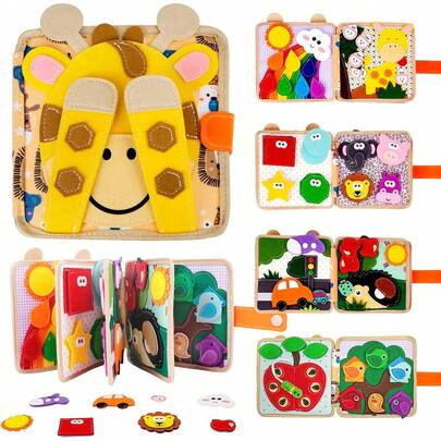 Montessori Busy Board and Felt Learning Book Early Education Activity Set for Toddlers and Preschool Kids
